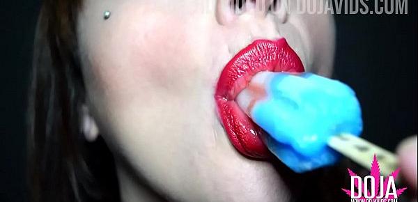  Big Stretched Pierced Tongue Mouth Fetish Popsicle Tease